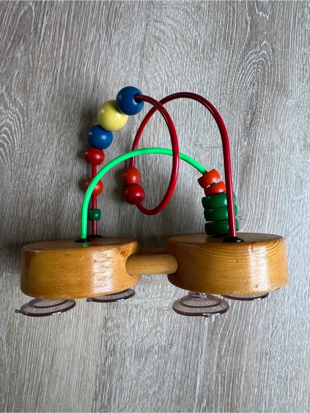 educo wood table top bead maze toy suction montessori 1995 vintage